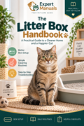 Expert Manuals — The Litter Box Handbook cover featuring a tabby cat beside a clean litter box